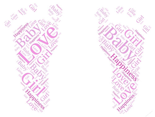 New Baby Girl Feet Word Art