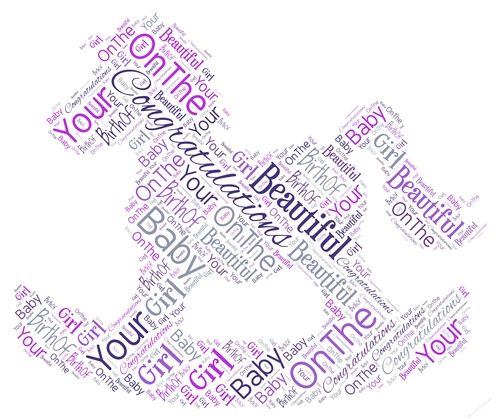 New Baby Girl Rocking Horse Word Art