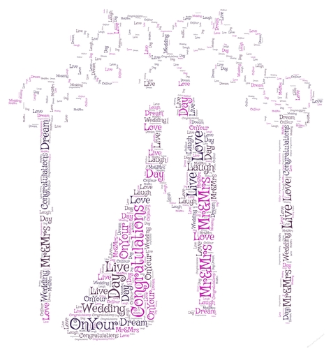 Bride And Groom Under An Arch Wedding Word Art