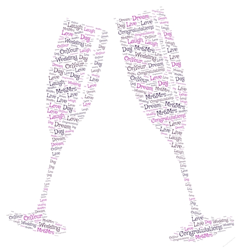 A Pair Of Toasting Champagne Glasses Wedding Word Art