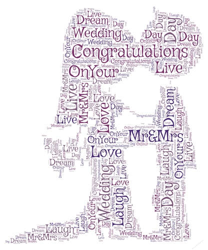 Cute Mr & Mrs Wedding Day Word Art