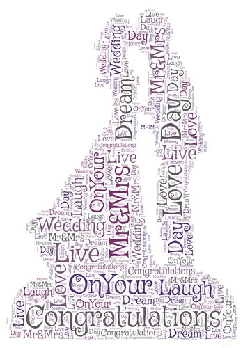 Couple Kissing Wedding Cake Topper Word Art