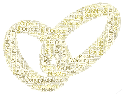 2 Gold Wedding Rings Word Art