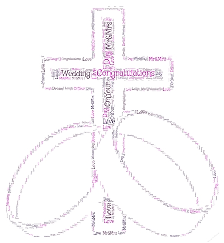 Cross With Wedding Rings Word Art 