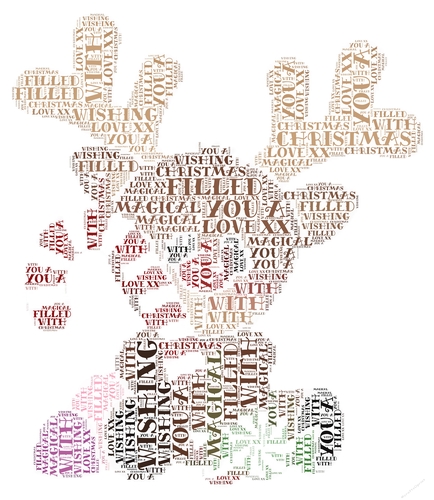 Cute Rudolph With A Candy Cane Word Art