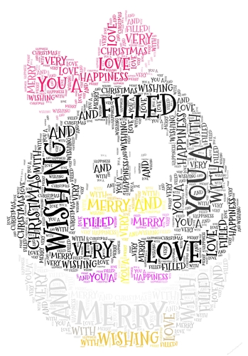 Cute Christmas Girl Penguin With Gift Word Art