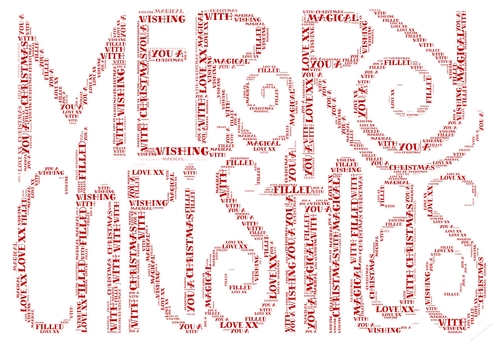 Merry Christmas In Red Word Art