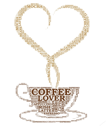 Coffee Lover Coffee Cup With Heart Word Art