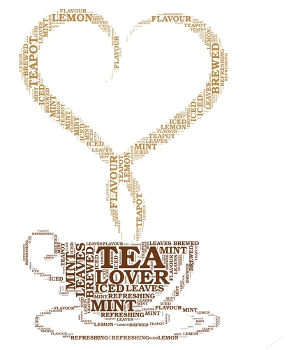 Tea Lover Teacup With Heart Word Art