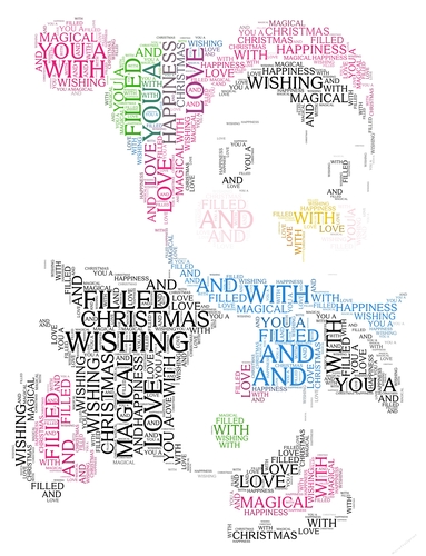 Cute Skating Penguin Christmas Word Art