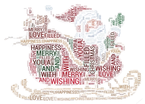 Santa On His Sleigh Word Art