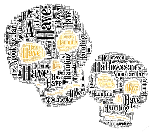 Halloween Two Skulls Word Art