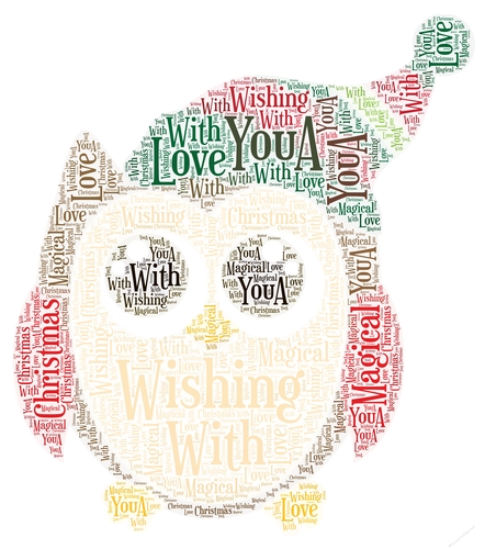 Christmas Cute Owl Wearing A Hat Word Art