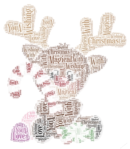 Christmas Cute Reindeer With Candy Cane Word Art