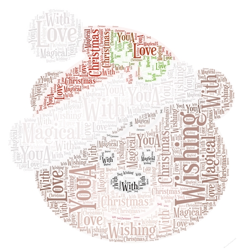Christmas Cute Teddy Bear Head With Santa Hat Word Art