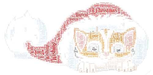Christmas Cute Kitten In Santa Hat Word Art