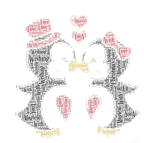Christmas Cute Penguins Kissing Word Art