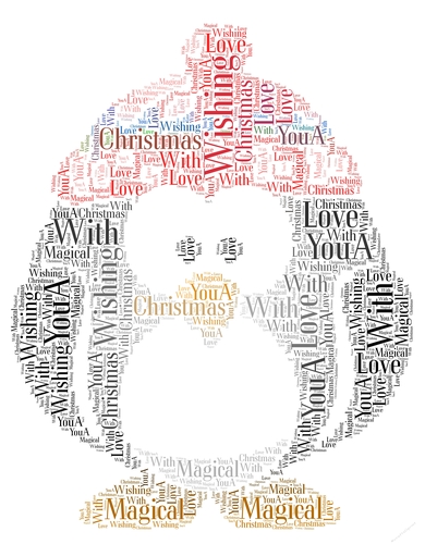 Christmas Cute Penguin In A Hat Word Art