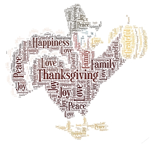 Thanksgiving Pilgrim Turkey Holding Pumpkin Word Art 