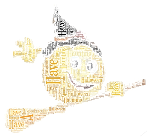 Halloween Emoji Witch On A Broom Word Art