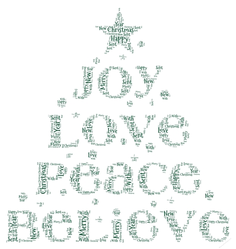 Green Joy Love Peace Believe Word Art