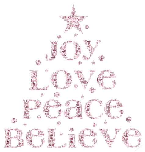 Red Joy Love Peace Believe Word Art