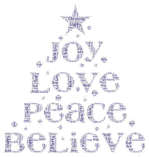 Blue Joy Love Peace Believe Word Art