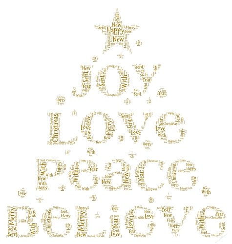 Gold Joy Love Peace Believe Word Art
