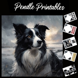 Beautiful Portrait Of A Collie Dog 7x7 Card Kit. Matching Box, Gift Bauble,Tag