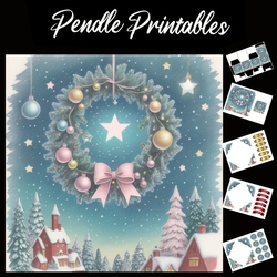 The Wreath And The Star 7x7 Card Kit. Matching Box, Gift Bauble, Tag