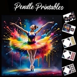 Splatter Art. A Dance Of Colour 7x7 Card Kit. Matching Box, Gift Bauble,Tag