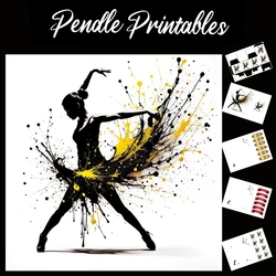 Splatter Art. Free Spirit Dancer 7x7 Card Kit. Matching Box, Gift Bauble,Tag