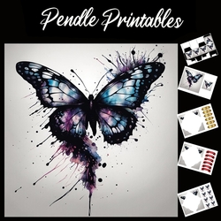 Splatter Art. The Butterfly 7x7 Card Kit. Matching Box, Gift Bauble,Tag