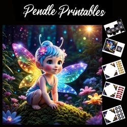 Anime Style Cute Little Fairy Girl 7x7 Card Kit. Matching Box, Gift Bauble,Tag