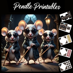 Nursery Rhyme: Three Blind Mice 4 7x7 Card Kit. Matching Box, Gift Bauble,Tag