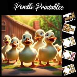 Nursery Rhyme: 5 Little Ducks 2 7x7 Card Kit. Matching Box, Gift Bauble,Tag