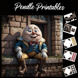 Nursery Rhyme: Humpty Dumpty 7 7x7 Card Kit. Matching Box, Gift Bauble,Tag