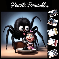 Nursery Rhyme: Little Miss Muffet 7 7x7 Card Kit. Matching Box, Gift Bauble,Tag