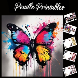 Splatter Art: Beautiful Butterfly 7x7 Card Kit. Matching Box, Gift Bauble,Tag