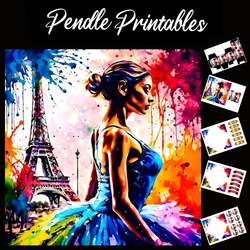 Splatter Art: Eiffel And The Beauty 7x7 Card Kit. Matching Box, Gift Bauble,Tag