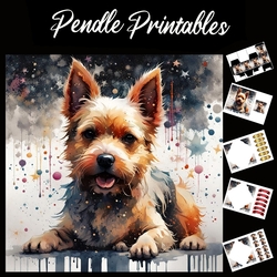 Splatter Art: Trouble Terrier 7x7 Card Kit. Matching Box, Gift Bauble,Tag