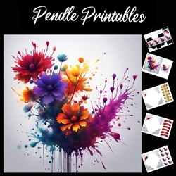 Splatter Art: Pretty Flowers 7x7 Card Kit. Matching Box, Gift Bauble,Tag