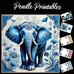 Elephant Collection: Pretty In Blue 7x7 Card Kit. Matching Box, Gift Bauble,Tags
