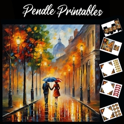 Impressionism Collection: Rain Walk 7x7 Card Kit. Matching Box, Gift Bauble,Tags
