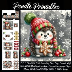 Horace Hedgehog & His Christmas Cookie. 9 Piece Card Kit.