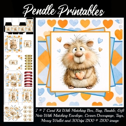 NEW POEM CARD . Cute Gerbil. Full 9 piece matching kit