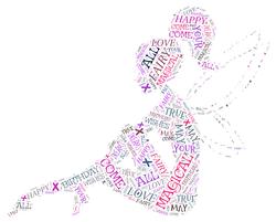 Happy Birthday Sitting Fairy Word Art