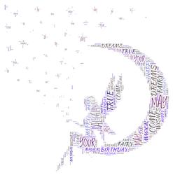 Birthday Fairy Sat on Moon Word Art