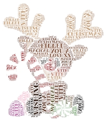 Cute Rudolph With A Candy Cane Word Art