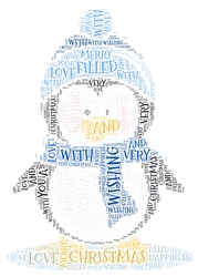 Cute Penguin In Blue Hat and Scarf